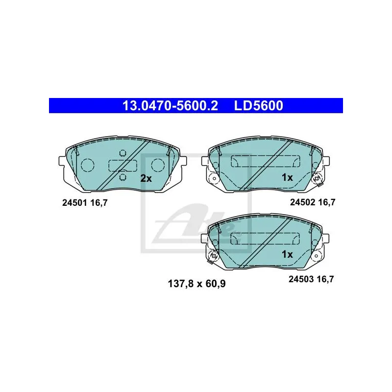 Jeu de 4 plaquettes de frein avant ATE 13.0470-5600.2