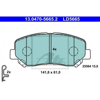 Jeu de 4 plaquettes de frein avant ATE 13.0470-5665.2