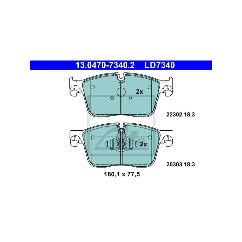 Jeu de 4 plaquettes de frein avant ATE 13.0470-7340.2