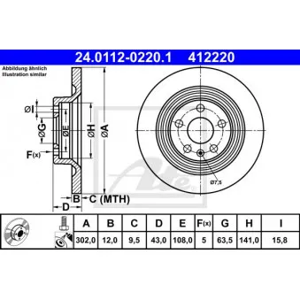 Jeu de 2 disques de frein arrière ATE 24.0112-0220.1