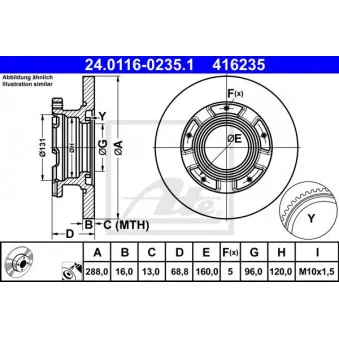 Jeu de 2 disques de frein arrière ATE 24.0116-0235.1