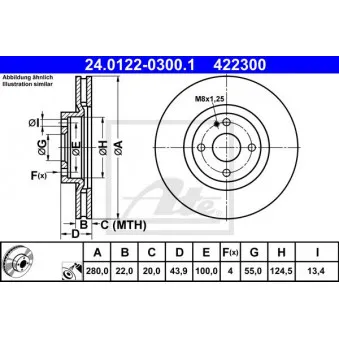 Jeu de 2 disques de frein avant ATE 24.0122-0300.1