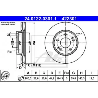 Jeu de 2 disques de frein avant ATE 24.0122-0301.1