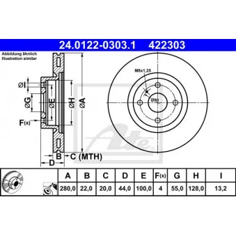 Jeu de 2 disques de frein avant ATE 24.0122-0303.1