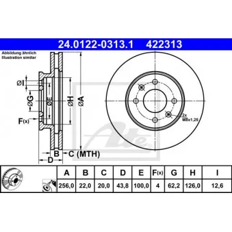 Jeu de 2 disques de frein avant ATE 24.0122-0313.1