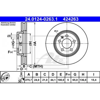 Jeu de 2 disques de frein avant ATE 24.0124-0263.1