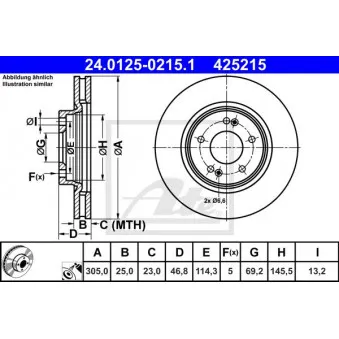 Jeu de 2 disques de frein avant ATE 24.0125-0215.1