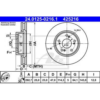 Jeu de 2 disques de frein avant ATE 24.0125-0216.1