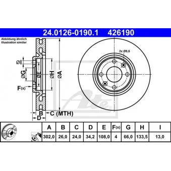 Jeu de 2 disques de frein avant ATE 24.0126-0190.1
