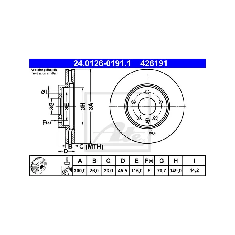 Jeu de 2 disques de frein avant ATE 24.0126-0191.1