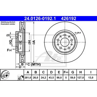 Jeu de 2 disques de frein avant ATE 24.0126-0192.1