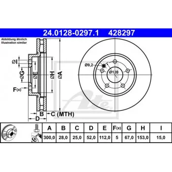 Jeu de 2 disques de frein avant ATE 24.0128-0297.1