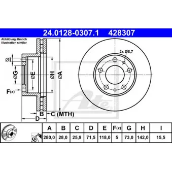 Jeu de 2 disques de frein avant ATE 24.0128-0307.1