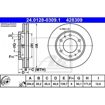 Jeu de 2 disques de frein avant ATE 24.0128-0309.1