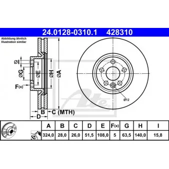 Jeu de 2 disques de frein avant ATE 24.0128-0310.1