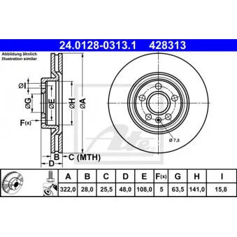 Jeu de 2 disques de frein avant ATE 24.0128-0313.1
