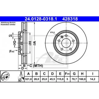 Jeu de 2 disques de frein avant ATE 24.0128-0318.1