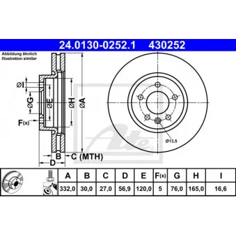 Jeu de 2 disques de frein avant ATE 24.0130-0252.1