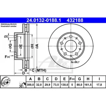Jeu de 2 disques de frein avant ATE 24.0132-0188.1
