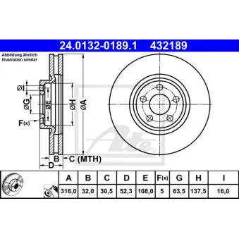 Jeu de 2 disques de frein avant ATE 24.0132-0189.1