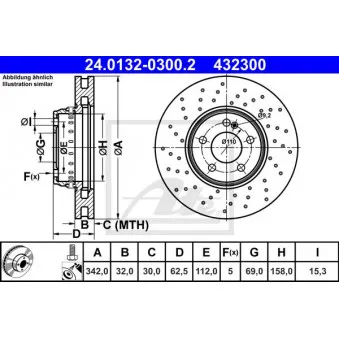 Jeu de 2 disques de frein avant ATE 24.0132-0300.2