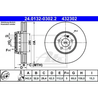 Jeu de 2 disques de frein avant ATE 24.0132-0302.2