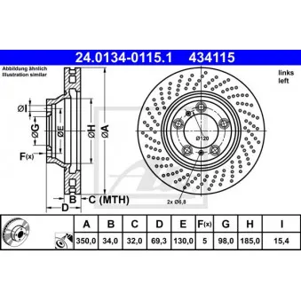 Disque de frein avant gauche ATE 24.0134-0115.1