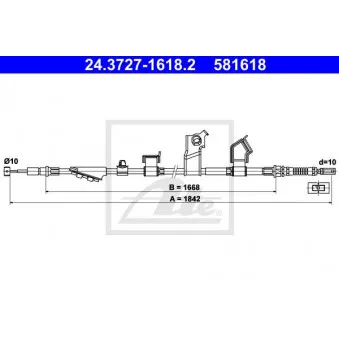 Tirette à câble, frein de stationnement ATE 24.3727-1618.2