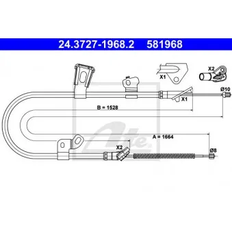 Tirette à câble, frein de stationnement ATE 24.3727-1968.2