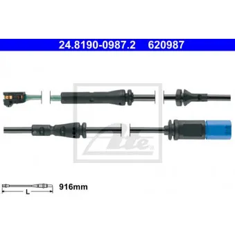 Contact d'avertissement, usure des plaquettes de frein ATE 24.8190-0987.2