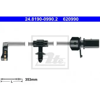 Contact d'avertissement, usure des plaquettes de frein ATE 24.8190-0990.2