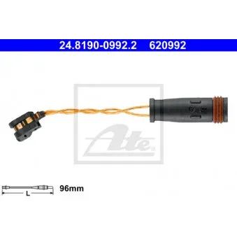 Contact d'avertissement, usure des plaquettes de frein ATE 24.8190-0992.2