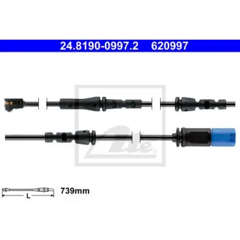 Contact d'avertissement, usure des plaquettes de frein ATE 24.8190-0997.2
