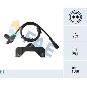 Capteur, vitesse de roue FAE 78508