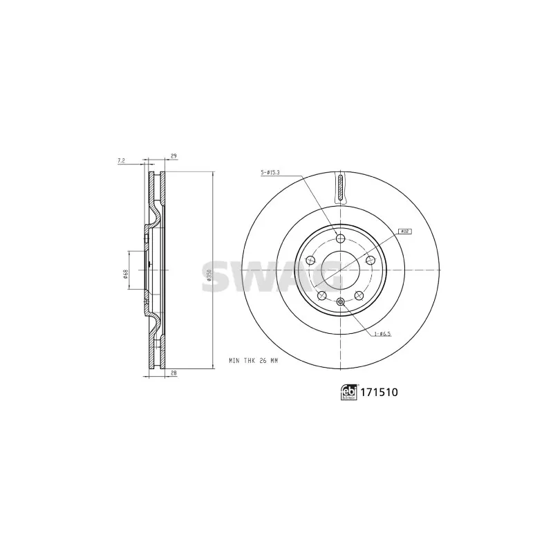 Jeu de 2 disques de frein arrière SWAG 33 10 0930
