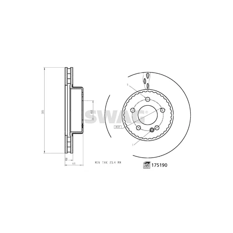 Jeu de 2 disques de frein avant SWAG 33 10 2737