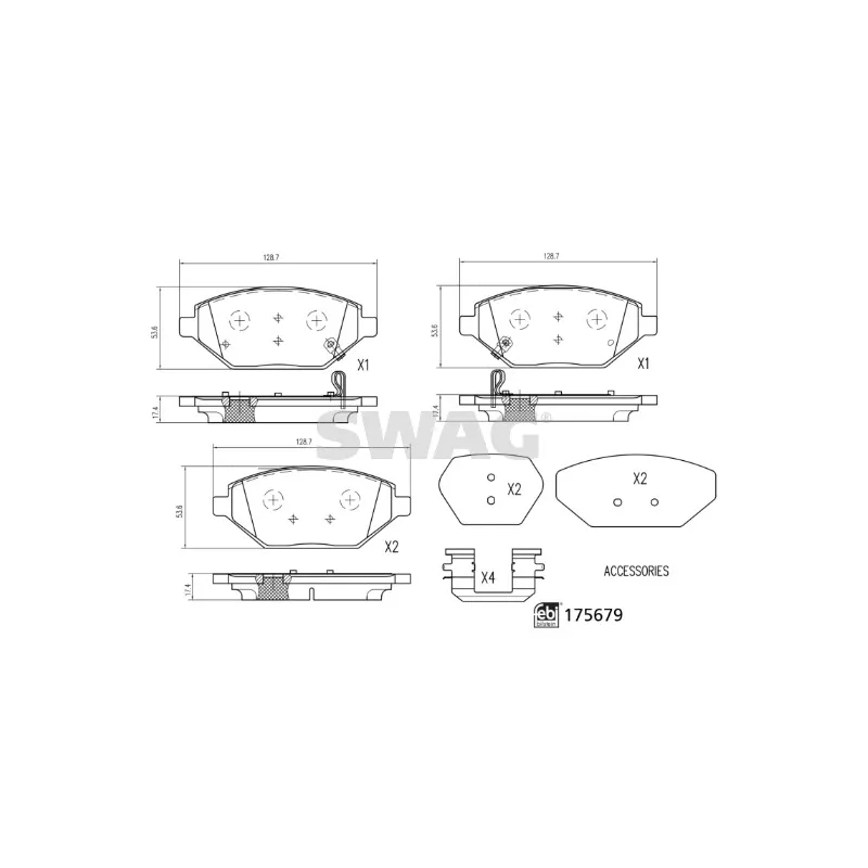 Jeu de 4 plaquettes de frein avant SWAG 33 10 3020