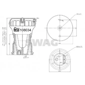 Ressort pneumatique, suspension pneumatique SWAG 37 10 8034