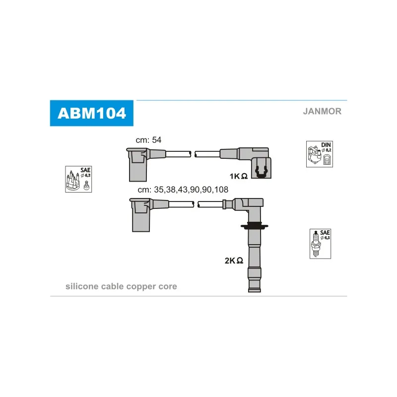 Kit de câbles d'allumage JANMOR ABM104