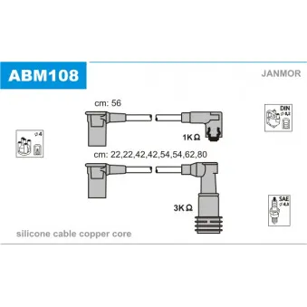 Kit de câbles d'allumage JANMOR ABM108