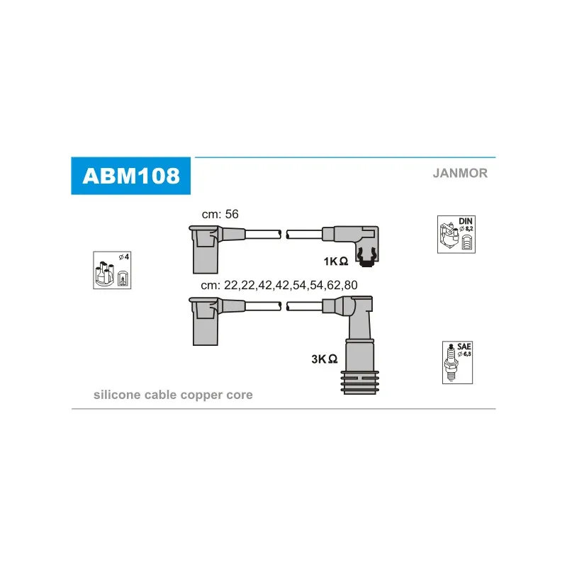 Kit de câbles d'allumage JANMOR ABM108