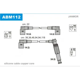 Kit de câbles d'allumage JANMOR ABM112