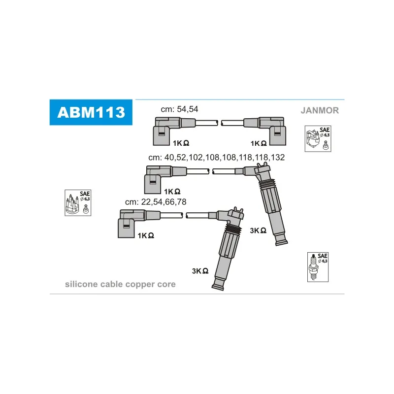 Kit de câbles d'allumage JANMOR ABM113