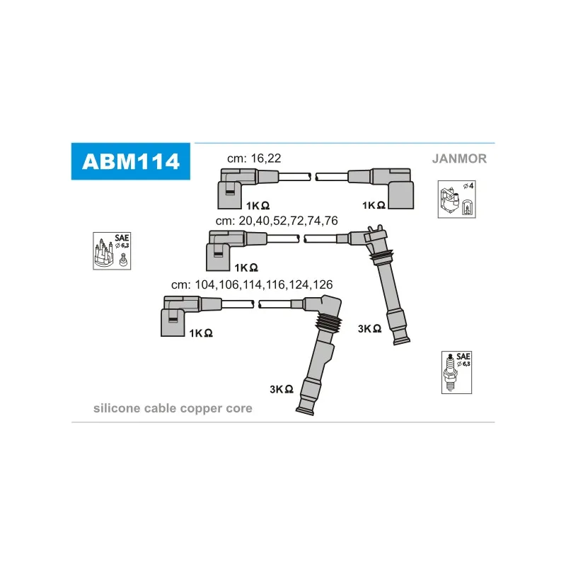 Kit de câbles d'allumage JANMOR ABM114