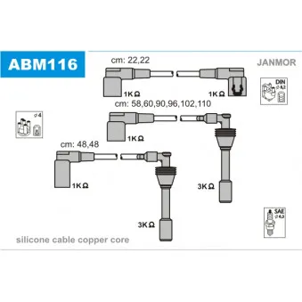 Kit de câbles d'allumage JANMOR ABM116