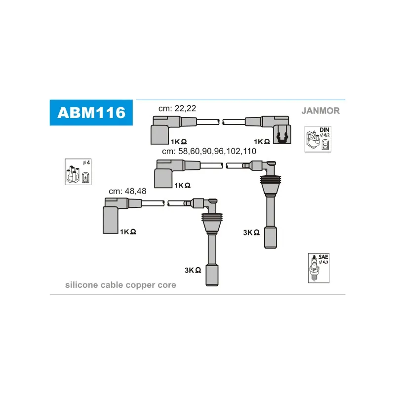 Kit de câbles d'allumage JANMOR ABM116