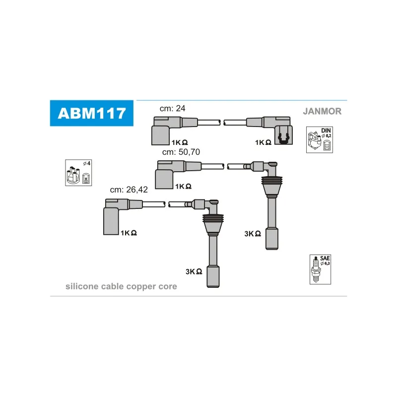 Kit de câbles d'allumage JANMOR ABM117