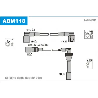 Kit de câbles d'allumage JANMOR ABM118