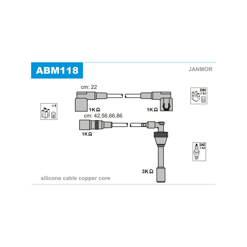 Kit de câbles d'allumage JANMOR ABM118