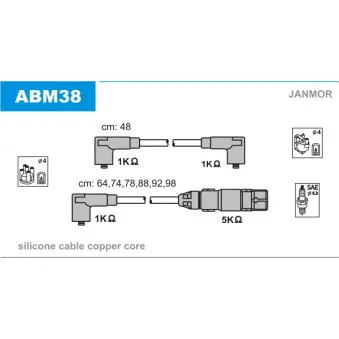 Kit de câbles d'allumage JANMOR ABM38